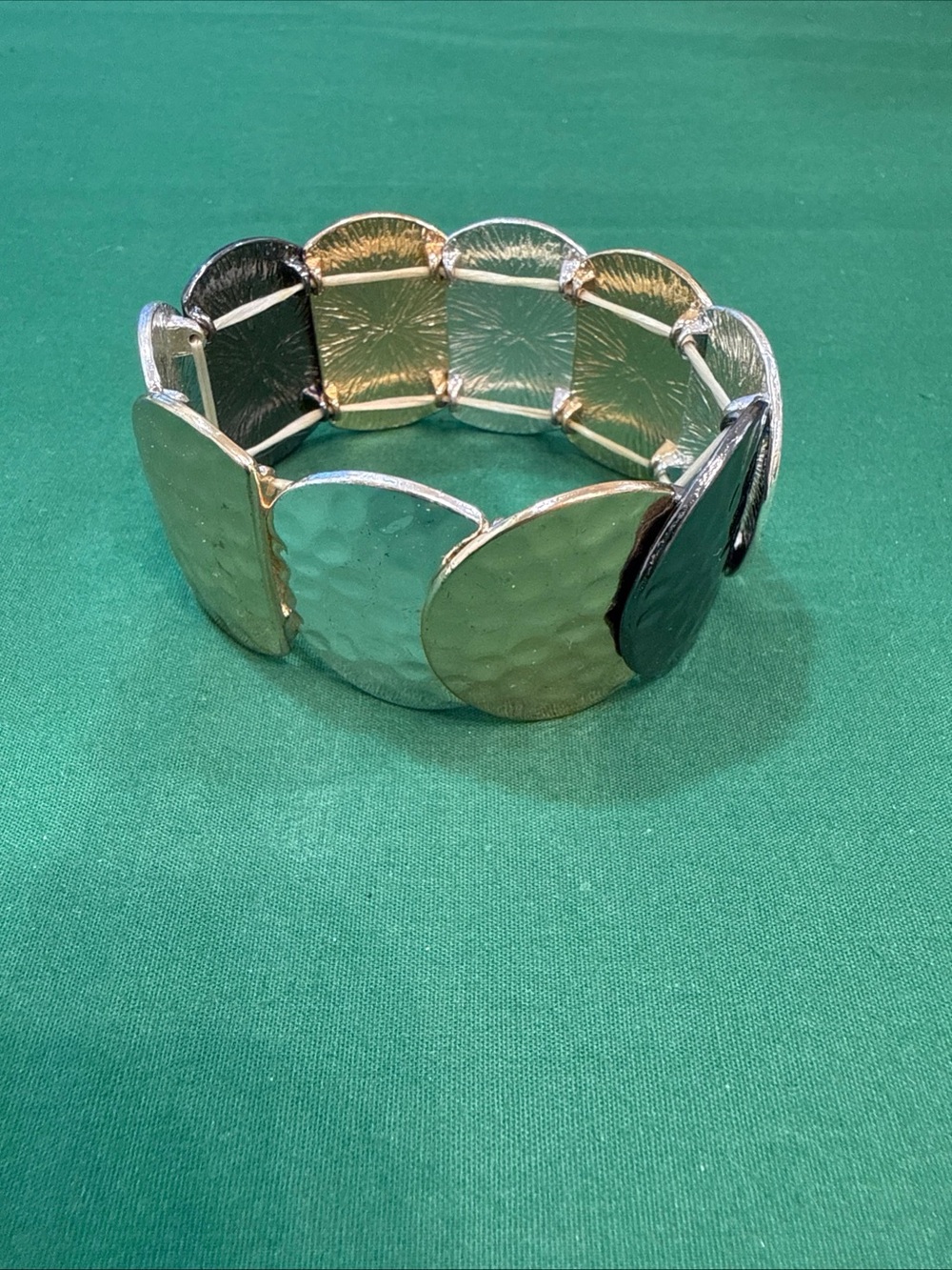 Chunky Multimetal Disc Stretch Bracelet 88D